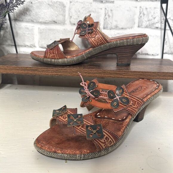 Spring Step Leather Savory Sandals Boho Hippie Size 38 7.5 8 - Picture 8 of 11